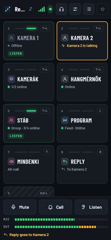 Telefonos nézet hívás közben